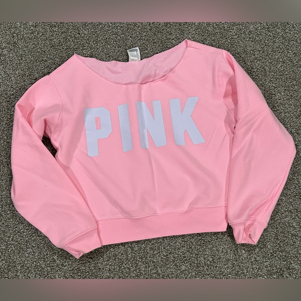 PINK Victoria's Secret Light Pink Crop Sweatshirt
